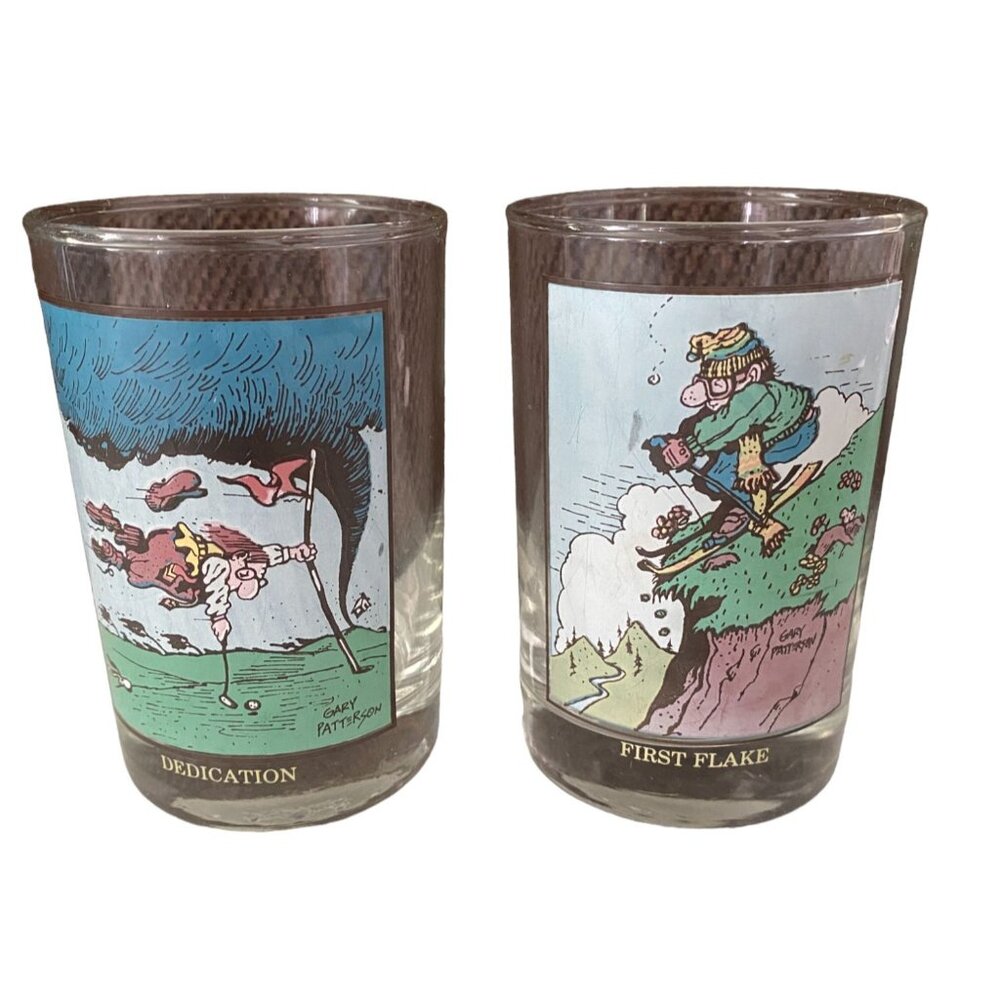 Arby's Collector Series Gary Patterson Glasses "Dedication" & "First Flake" Golf